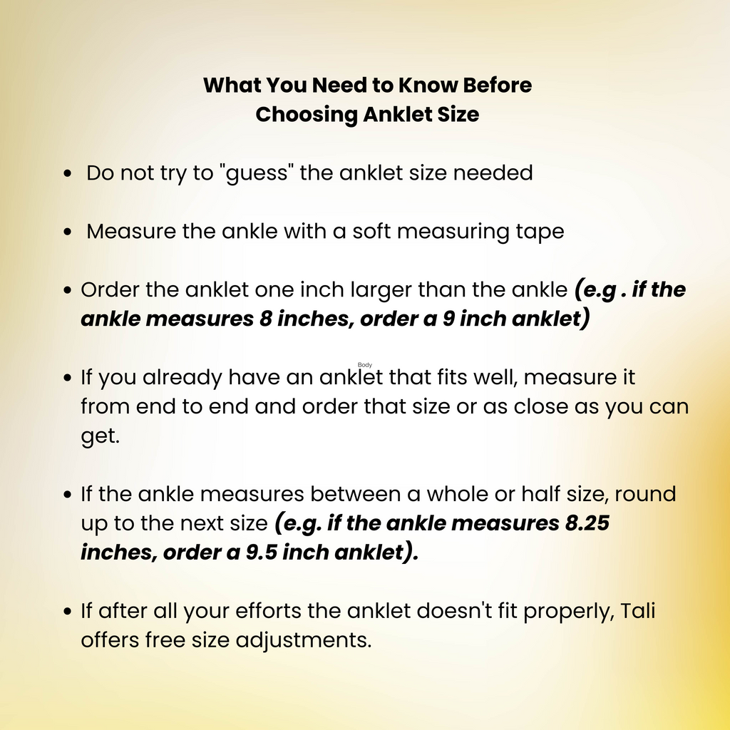 anklet size instructions