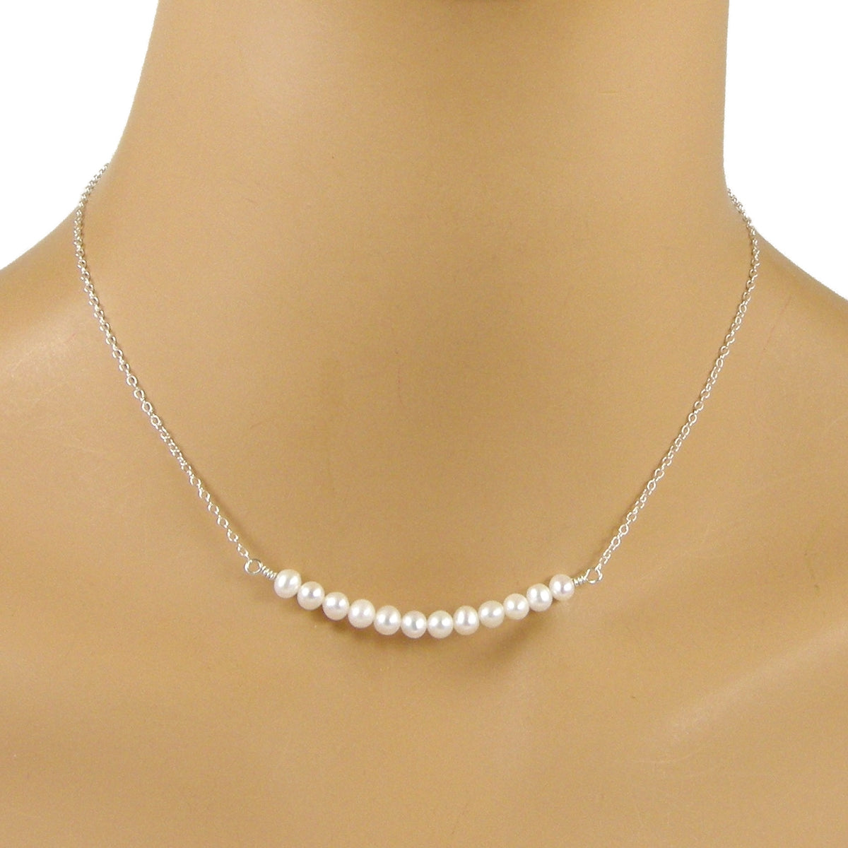 Dainty Pearl Necklace, Silver Pearl Necklace, Small Pearl Necklace ...