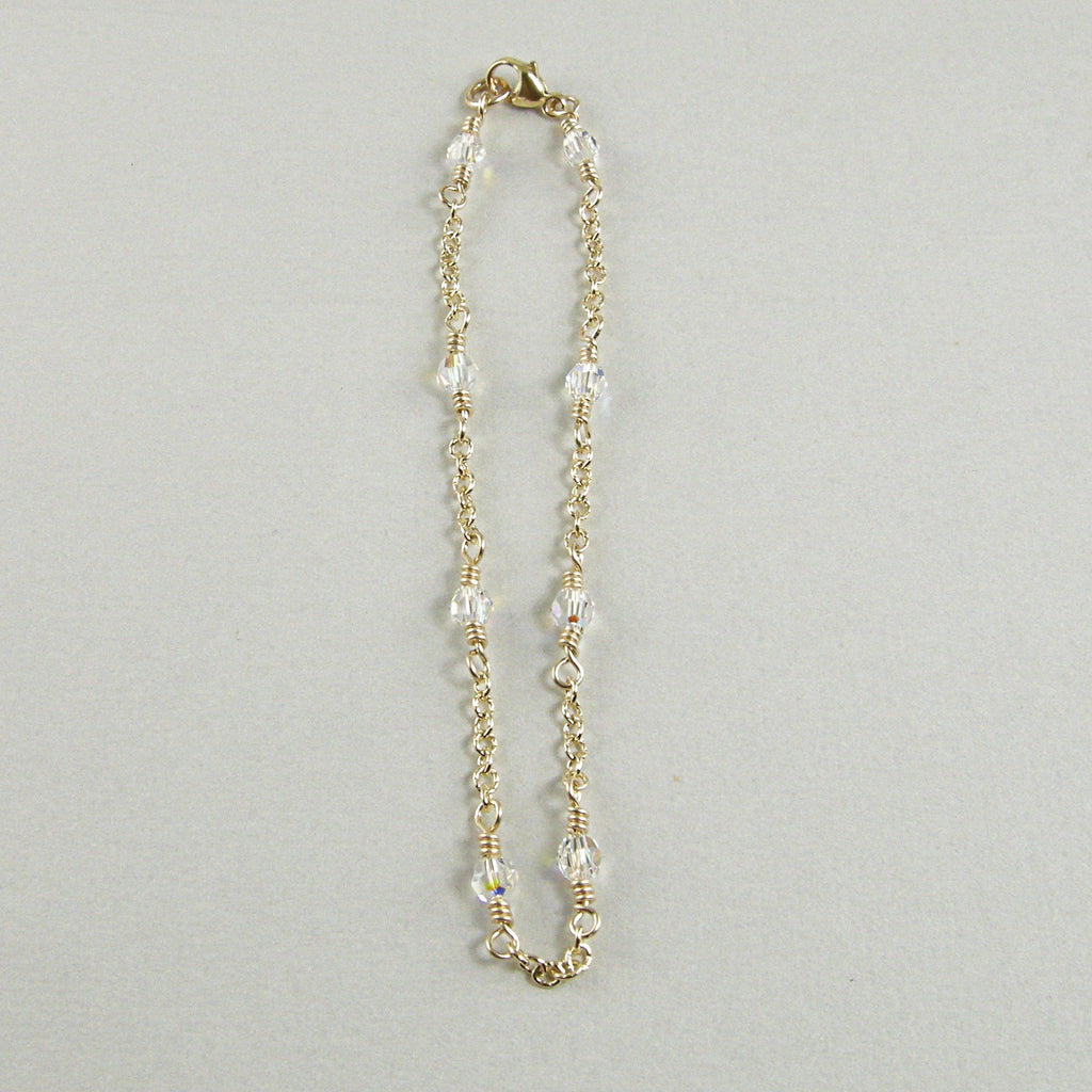 clear crystal gold chain anklet