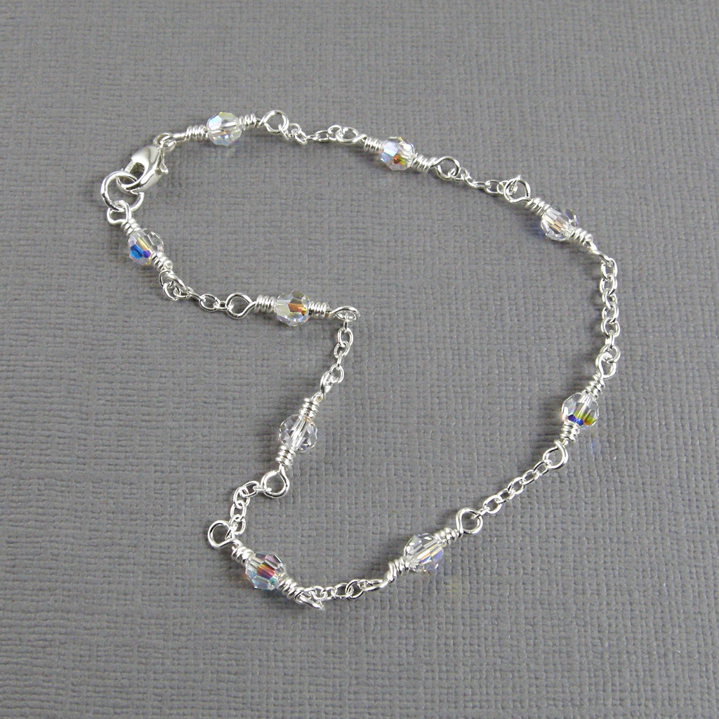 Crystal anklets in on sale silver