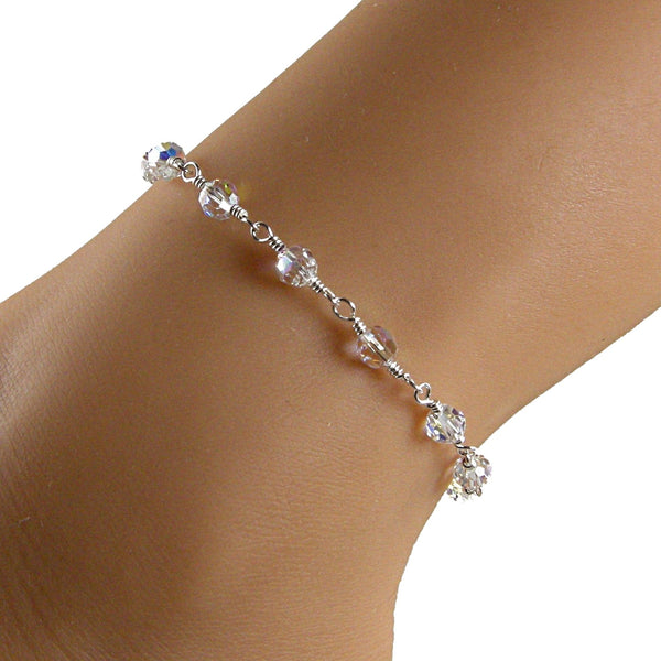 clear Swarovski crystal anklet