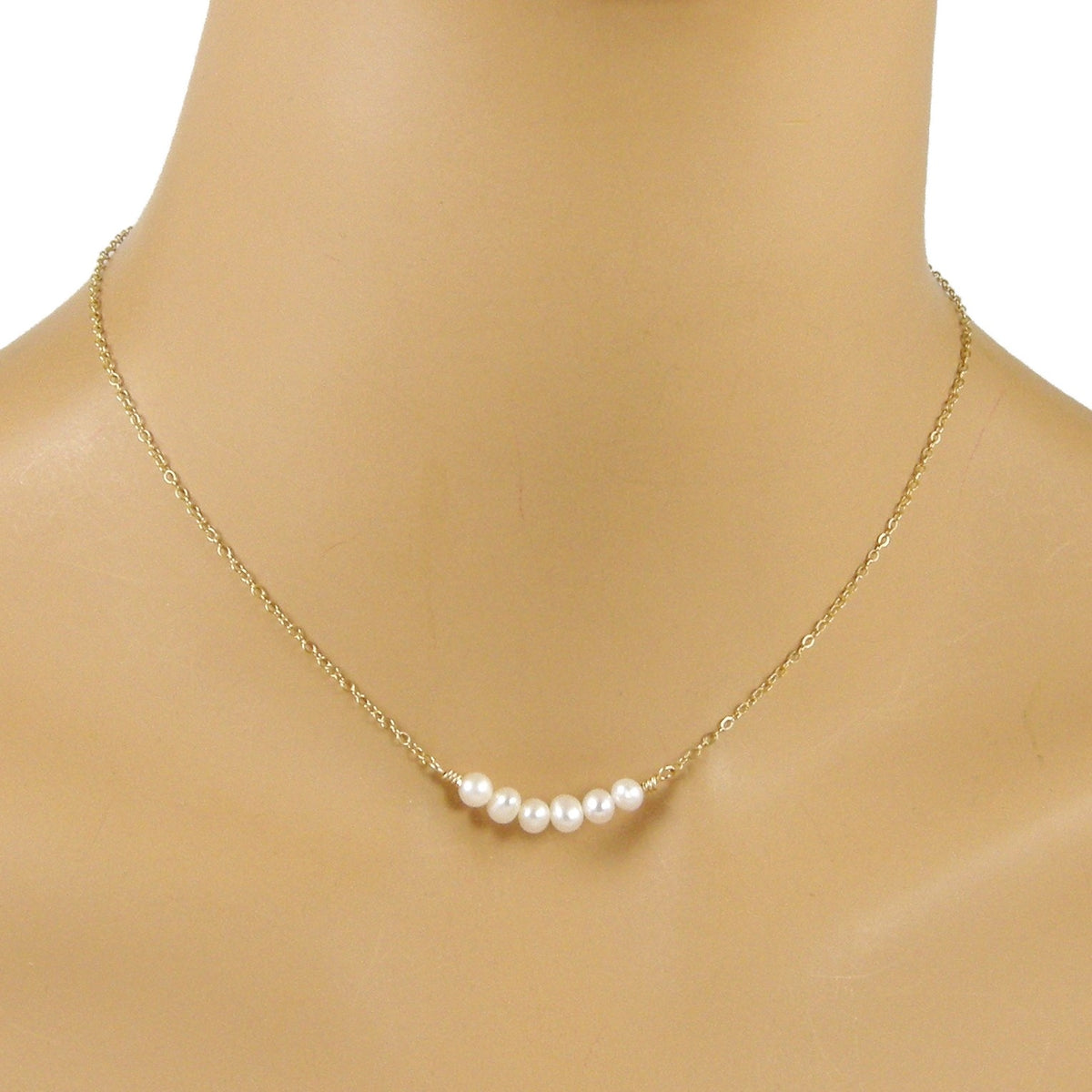 Dainty Pearl Necklace, Minimalist Pearl Necklace, Gold Pearl Necklace