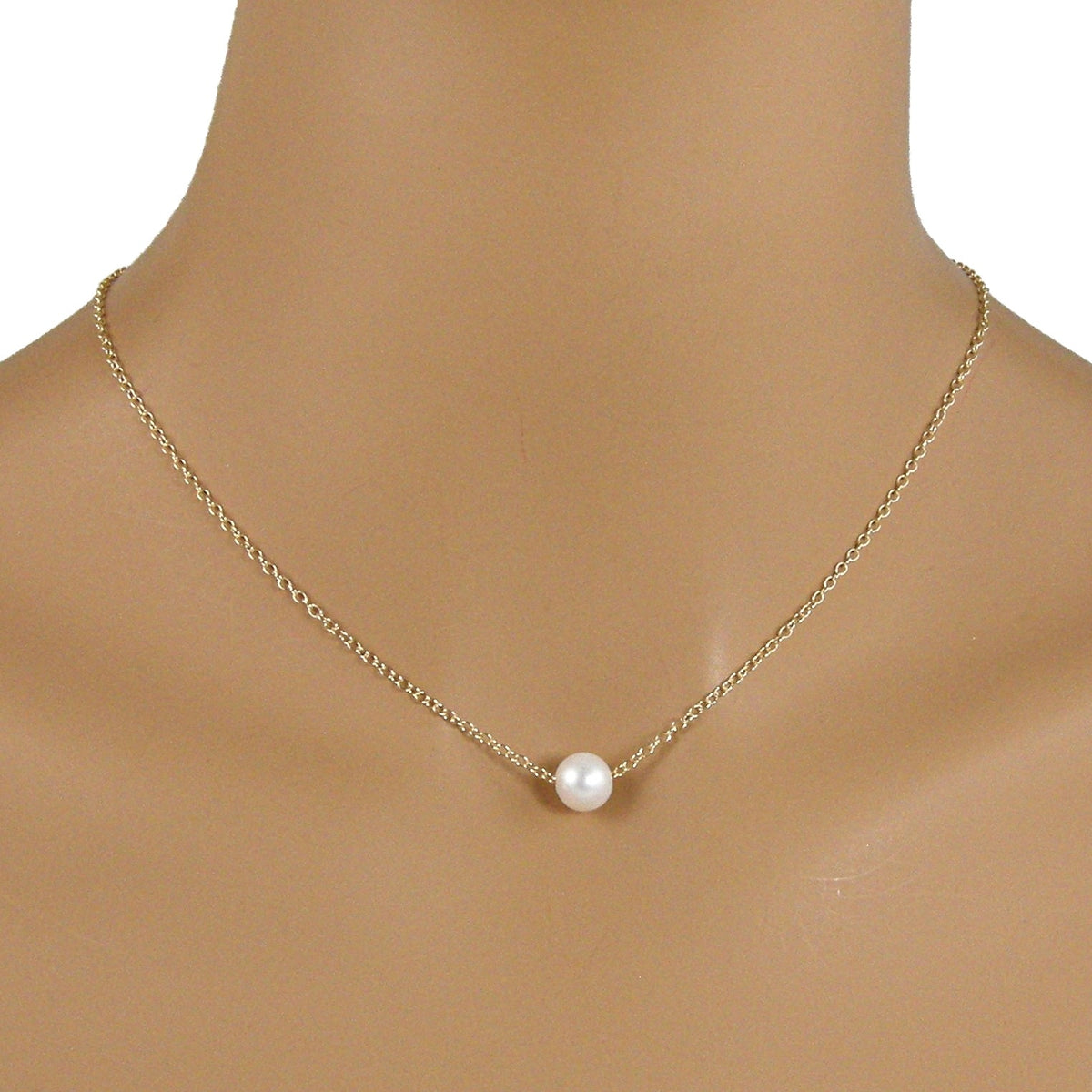 One Pearl Floating Pearl Necklace, Solitaire Floating Pearl Necklace Jewelry By Tali