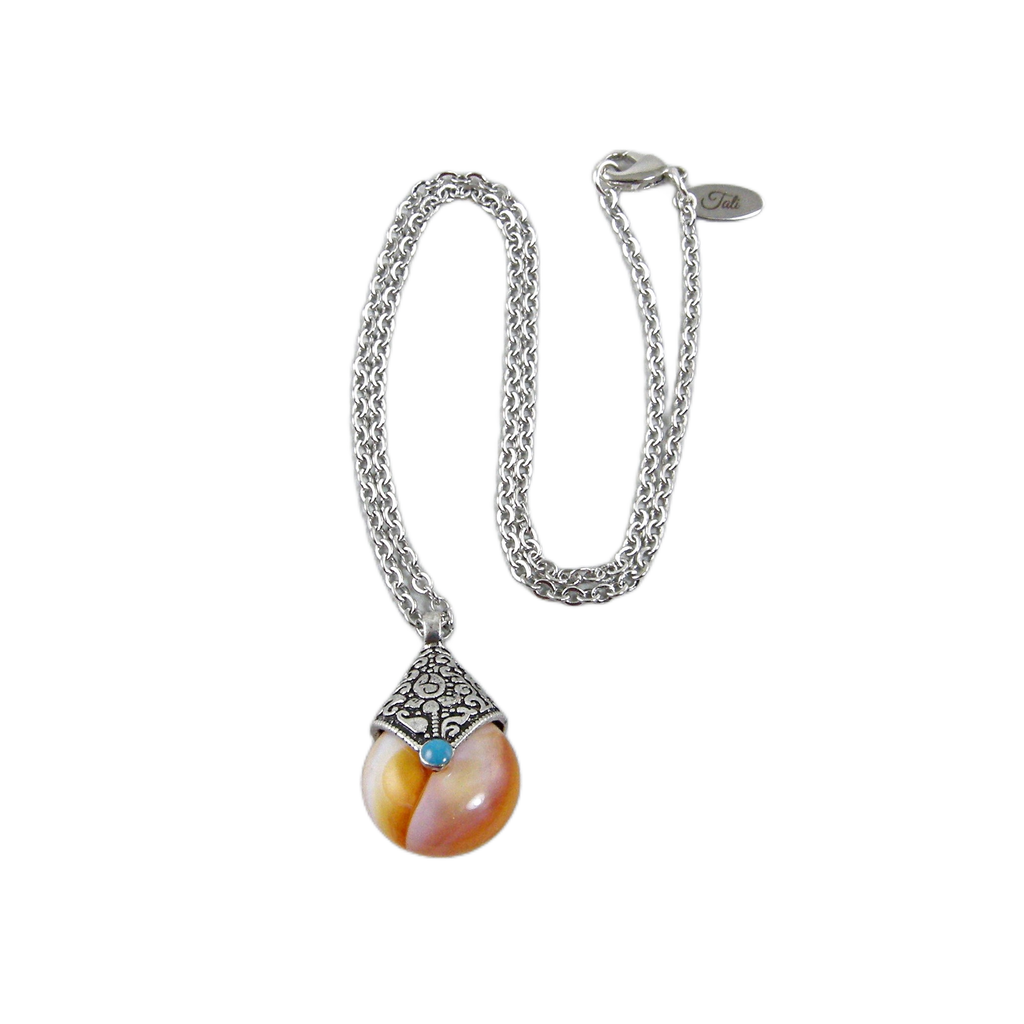 Tibetan Amber Necklace Amber Teardrop Pendant Necklace Jewelry