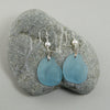 blue sea glass white pearl earrings