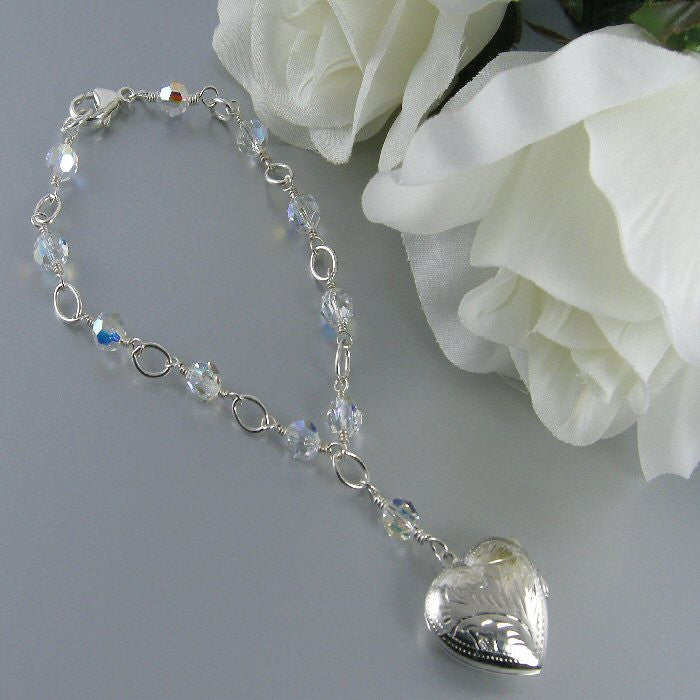 Crystal Heart Locket Bracelet