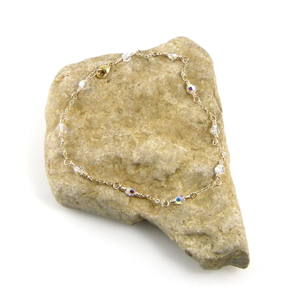 clear crystal gold chain anklet