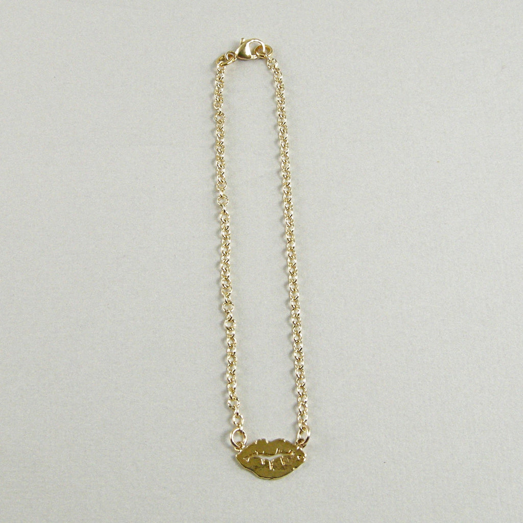 gold lips anklet