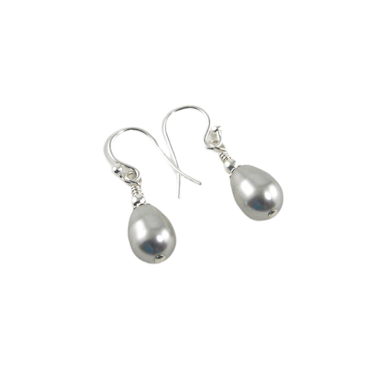 Grey pearl teardrop earrings discount