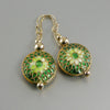 green cloisonné earrings
