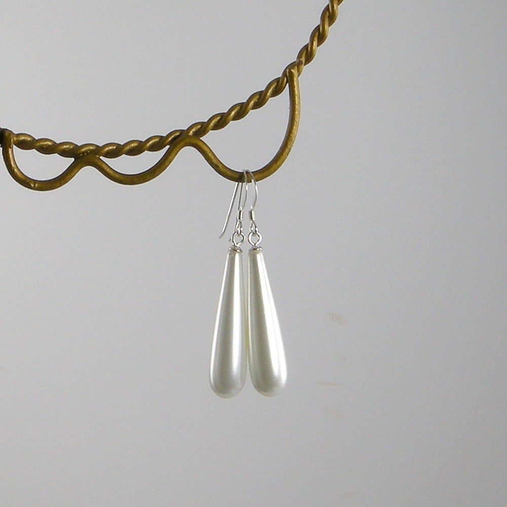 long white teardrop pearl earrings