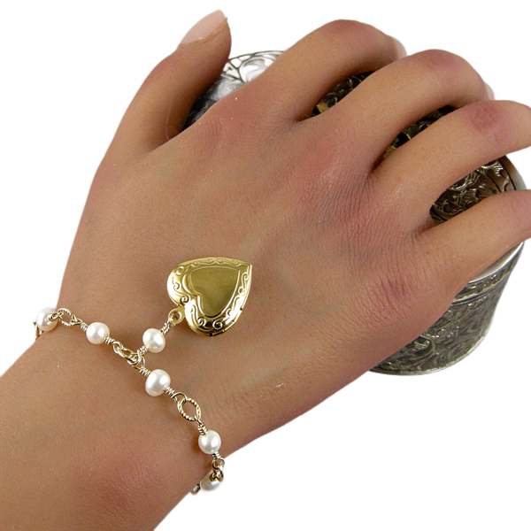 pearl photo locket bracelet