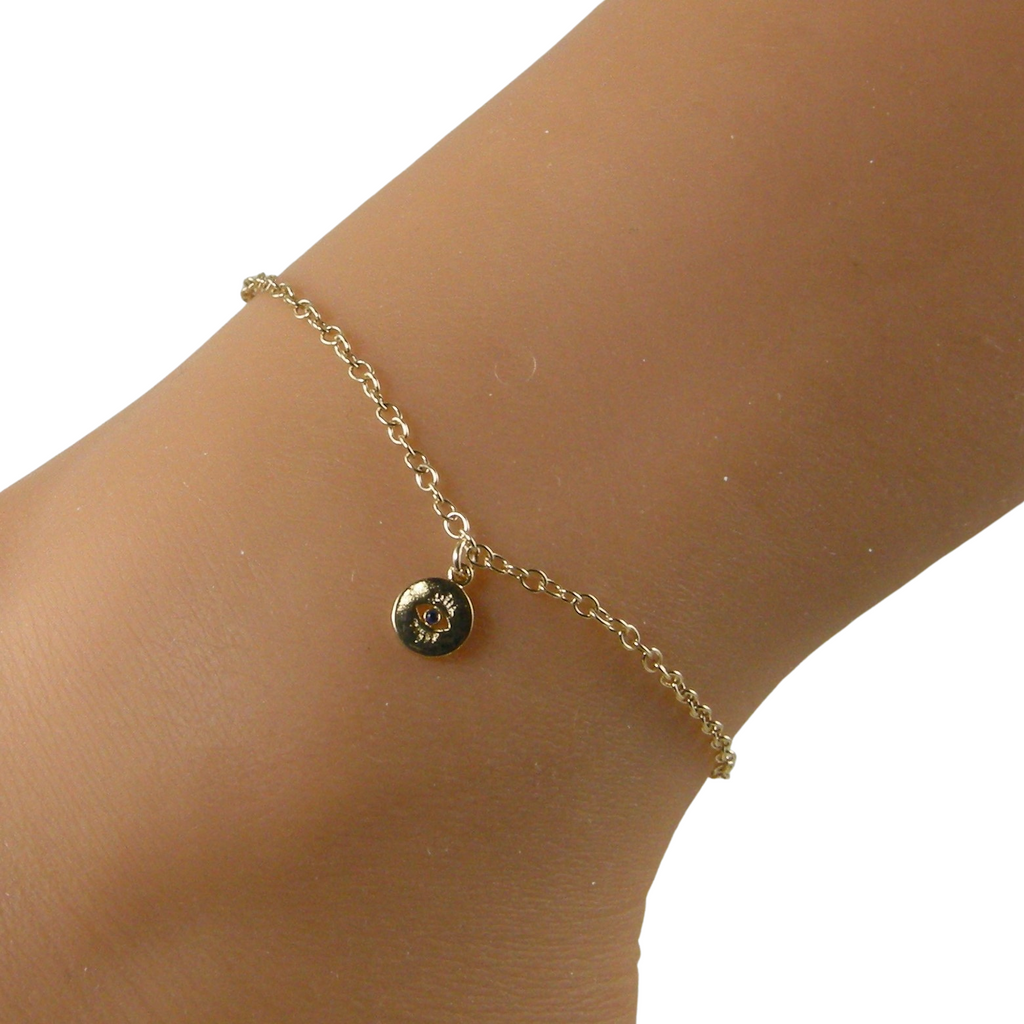 Gold evil eye ankle 2025 bracelet
