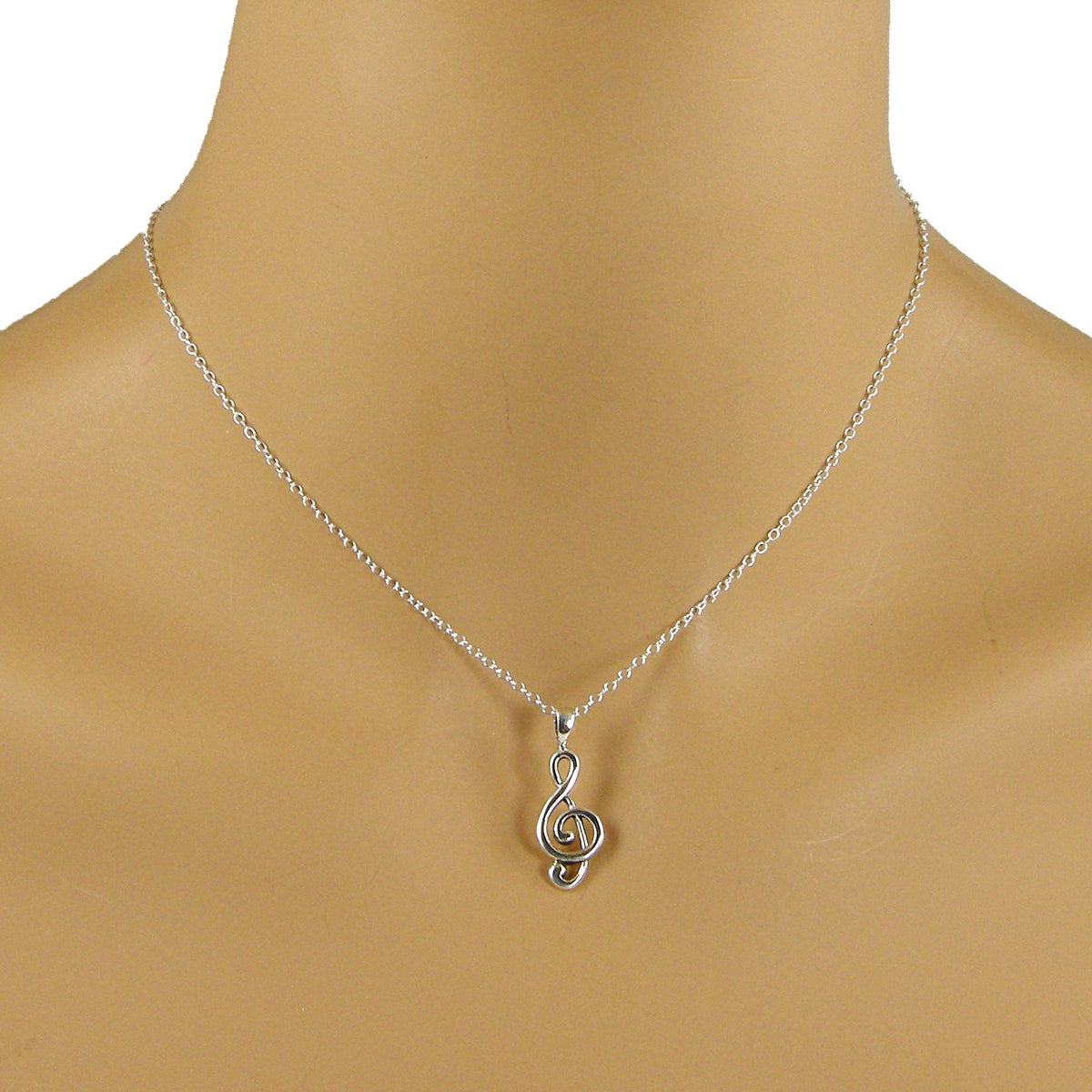 Sterling Silver Treble Clef Necklace, Music Note Necklace Jewelry By Tali